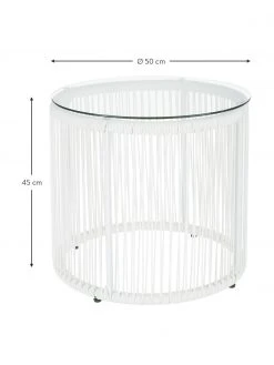 Westwing Collection Table d'appoint blanche avec plateau de verre Bahia, Ø 50 x haut. 45 cm -Jardin Soldes Boutique Table dappoint blanche avec plateau de verre Bahia 2