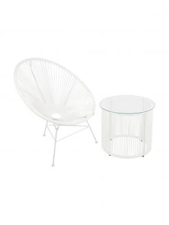 Westwing Collection Table d'appoint blanche avec plateau de verre Bahia, Ø 50 x haut. 45 cm -Jardin Soldes Boutique Table dappoint blanche avec plateau de verre Bahia 3