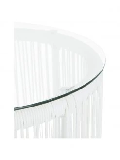 Westwing Collection Table d'appoint blanche avec plateau de verre Bahia, Ø 50 x haut. 45 cm -Jardin Soldes Boutique Table dappoint blanche avec plateau de verre Bahia 4