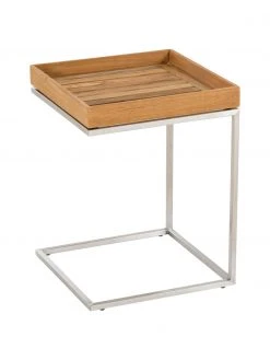 Jan Kurtz Table d'appoint de balcon avec plateau en bois de teck Pizzo, larg. 40 x haut. 52 cm