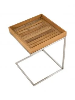 Jan Kurtz Table d'appoint de balcon avec plateau en bois de teck Pizzo, larg. 40 x haut. 52 cm -Jardin Soldes Boutique Table dappoint de balcon avec plateau en bois de teck Pizzo 5