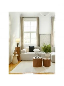 HKliving Table d'appoint grès beige Dunstan, Ø 40 x haut. 43 cm -Jardin Soldes Boutique Table dappoint gres beige Dunstan 2