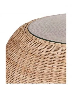 Table d'appoint rotin rotin avec plateau en verre Bolsena, Ø 82 x haut. 43 cm -Jardin Soldes Boutique Table dappoint rotin rotin avec plateau en verre Bolsena 2