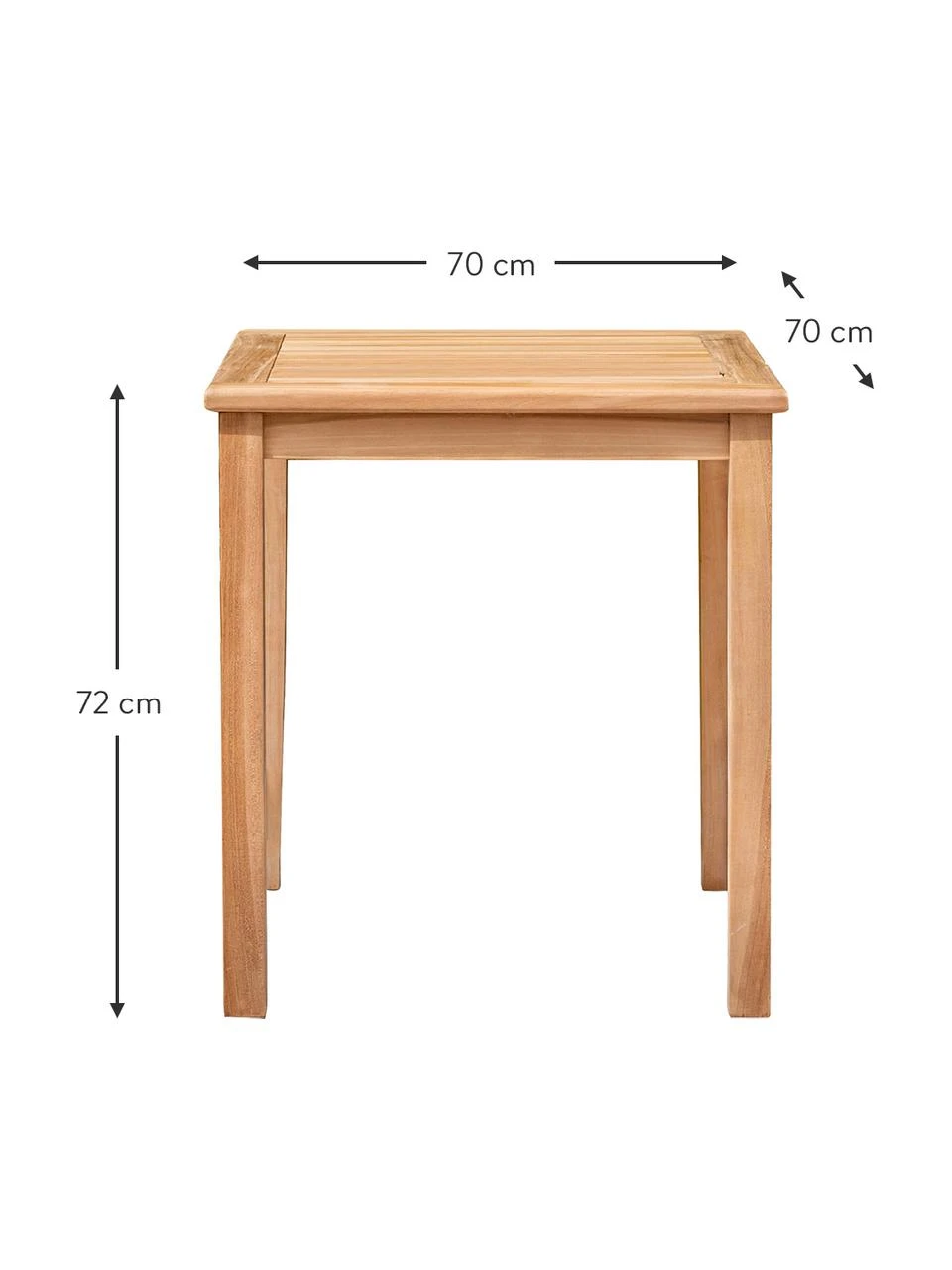 Table de jardin carré en bois de teck Kenya, larg. 70 x prof. 70 cm 5 Table de jardin carré en bois de teck Kenya, larg. 70 x prof. 70 cm – Image 3