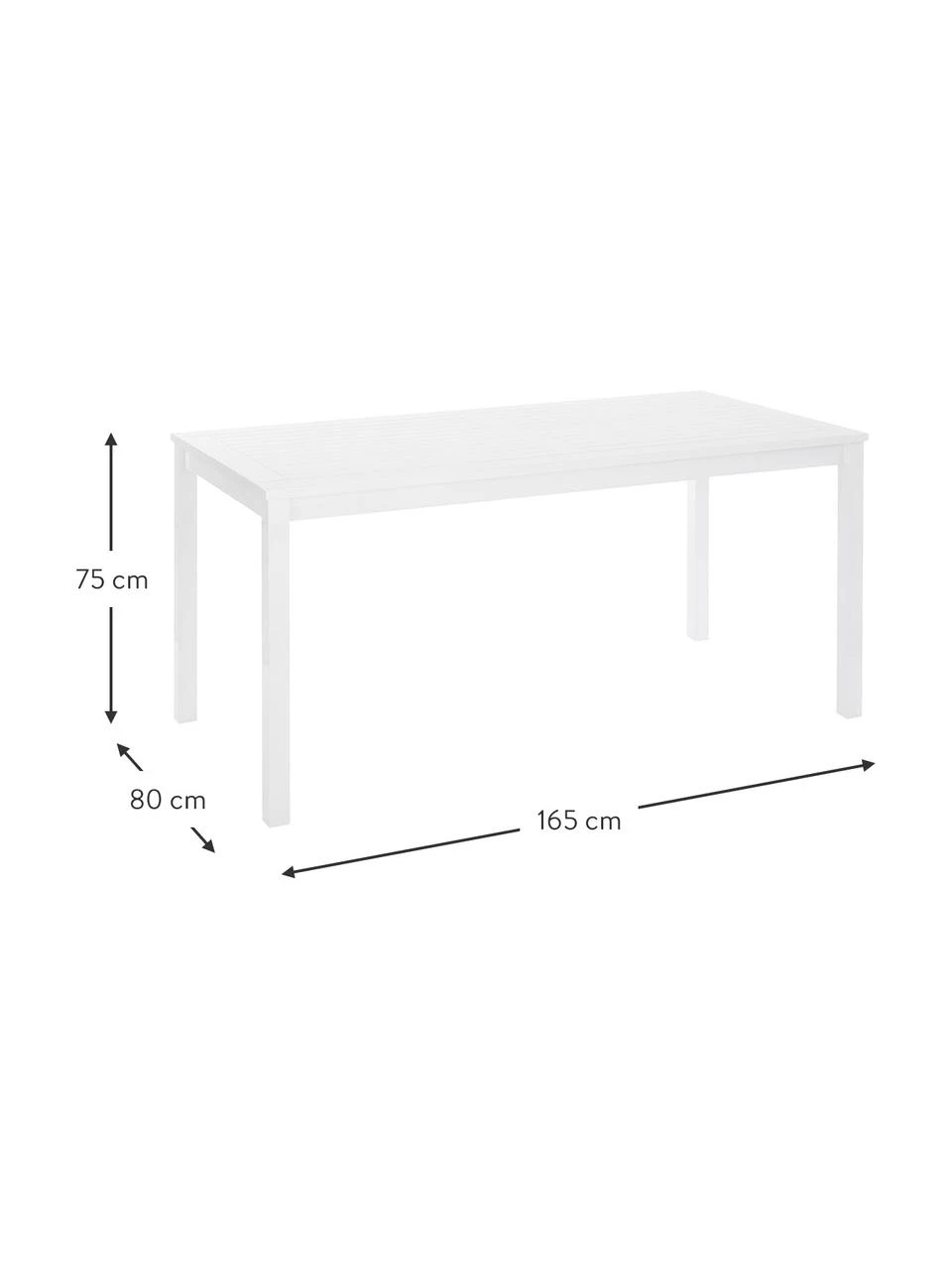 Table de jardin en bois blanc Rosenborg, 165x80 cm, larg. 165 x prof. 80 cm 5 Table de jardin en bois blanc Rosenborg, 165x80 cm, larg. 165 x prof. 80 cm – Image 3