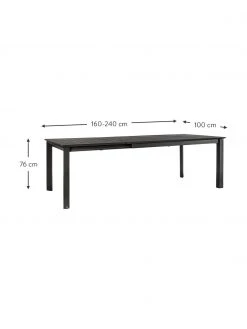 Bizzotto Table de jardin extensible anthracite Konnor, 160 - 240 x 100 cm, larg. de 160 à 240 x prof. 100 cm -Jardin Soldes Boutique Table de jardin extensible anthracite Konnor 160 240 x 100 cm 2