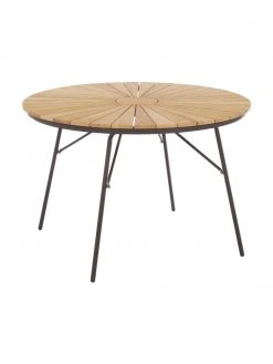 Table de jardin ronde en teck Hard & Ellen, tailles variées, Ø 110 x haut. 73 cmDisponibilité limitée