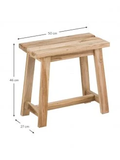 Tabouret bois de teck Lawas, larg. 50 x haut. 46 cm -Jardin Soldes Boutique Tabouret bois de teck Lawas 2