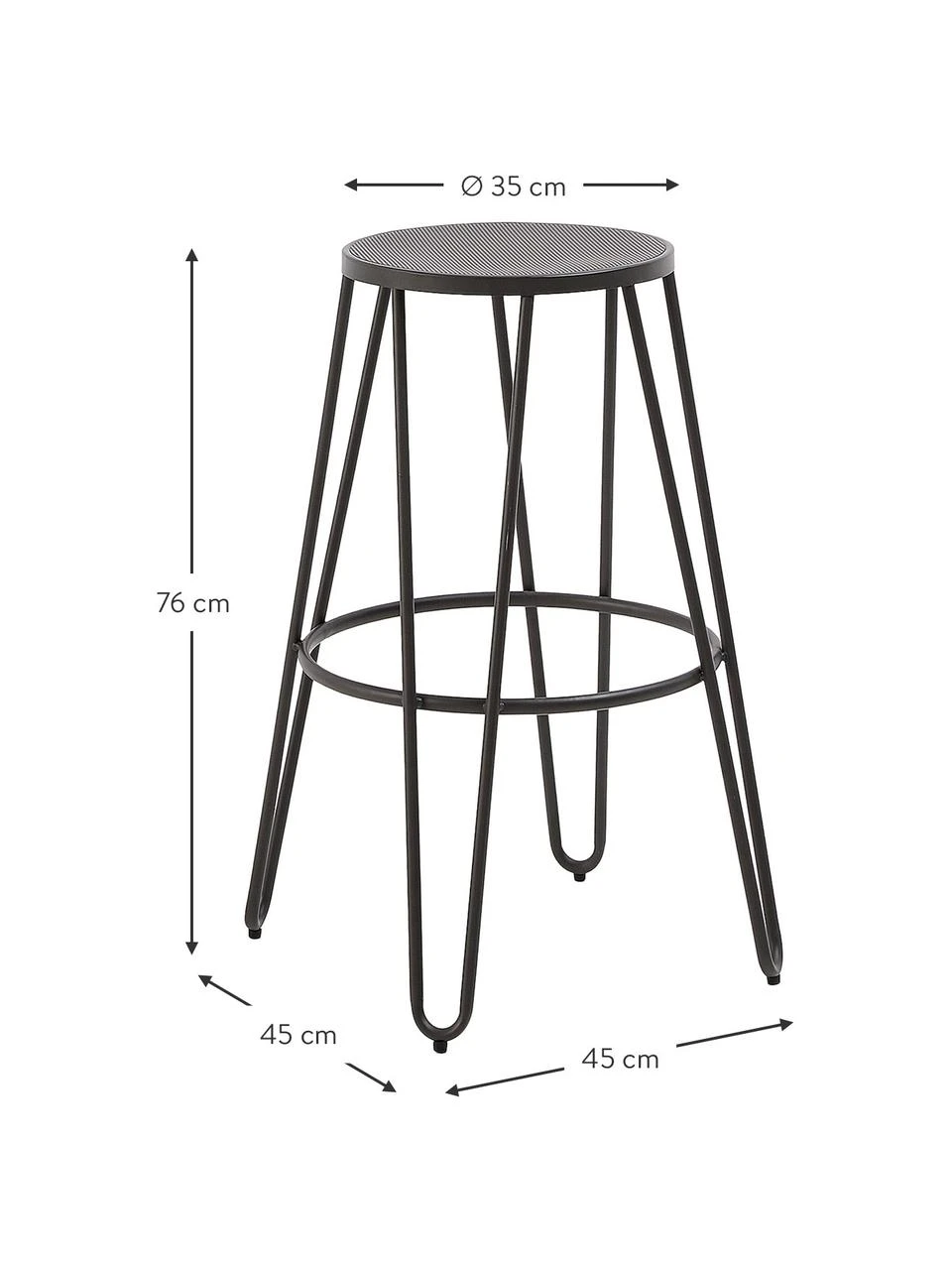 Tabouret de bar en métal Madona, larg. 45 x haut. 76 cm 4 Tabouret de bar en métal Madona, larg. 45 x haut. 76 cm – Image 3