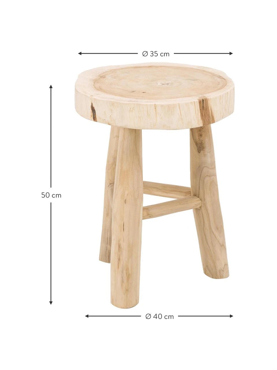 Tabouret rond bois de mungur Beachside, Ø 40 cm x haut. 50 cm 5 Tabouret rond bois de mungur Beachside, Ø 40 cm x haut. 50 cm – Image 3