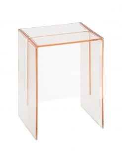 Kartell Tabouret/table d'appoint rose transparent Max-Beam, larg. 33 x haut. 47 cm