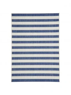 Westwing Collection Tapis d'extérieur bleu à jeu de rayures Axa, larg. 200 x long. 290 cm (taille L)