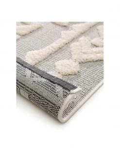 Benuta Tapis d'extérieur en laine gris ethnique à surface texturée Kim, larg. 80 x long. 150 cm (taille XS)Seulement 1 produit disponible -Jardin Soldes Boutique Tapis dexterieur en laine gris ethnique a surface texturee Kim 3