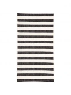 Westwing Collection Tapis d'extérieur noir à jeu de rayures Axa, larg. 80 x long. 150 cm (taille XS)