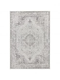 Tapis d'extérieur vintage gris crème Cenon, larg. 115 x long. 170 cm (taille S)