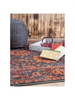 Tapis extérieur oriental gris orange My Tilas, larg. 80 x long. 150 cm (taille XS) -Jardin Soldes Boutique Tapis exterieur oriental gris orange My Tilas 1