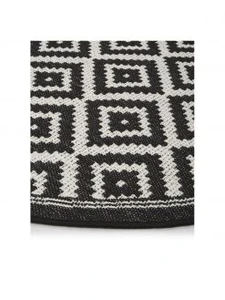 Westwing Collection Tapis extérieur rond noir Miami, Ø 140 cm (taille M) -Jardin Soldes Boutique Tapis exterieur rond noir Miami 3