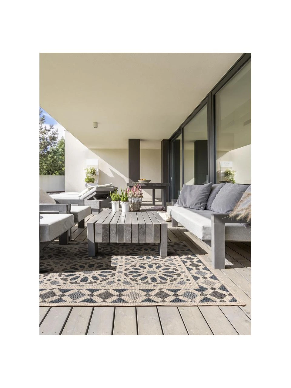 Benuta Tapis intérieur extérieur à motif floral River, larg. 100 x long. 150 cm (taille XS) 4 Benuta Tapis intérieur extérieur à motif floral River, larg. 100 x long. 150 cm (taille XS) – Image 2