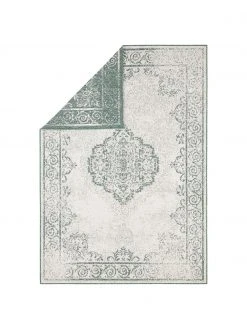 Tapis réversible intérieur-extérieur aspect vintage vert/crème Cebu, larg. 160 x long. 230 cm (taille M)