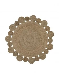 Westwing Collection Tapis rond beige bohème en jute fait main Niago, Ø 150 cm (taille M)