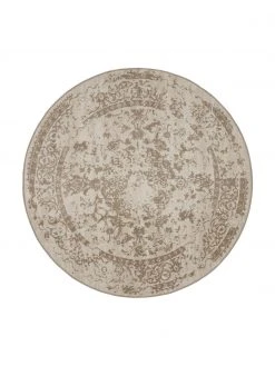 Westwing Collection Tapis rond beige extérieur / intérieur style vintage Diana, Ø 150 cm (taille M)