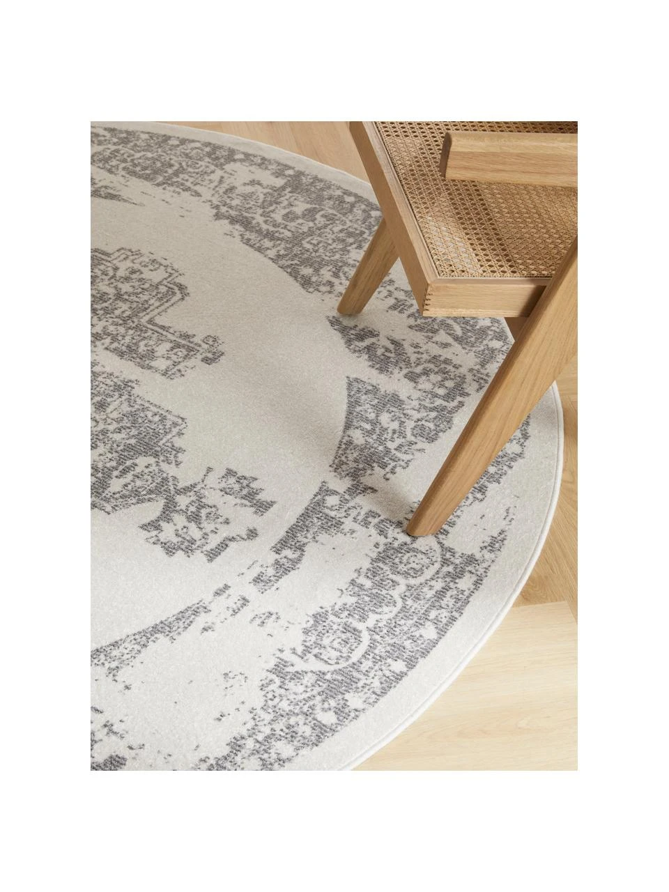 Westwing Collection Tapis rond gris extérieur / intérieur style vintage Diana, Ø 120 cm (taille S) 4 Westwing Collection Tapis rond gris extérieur / intérieur style vintage Diana, Ø 120 cm (taille S) – Image 2