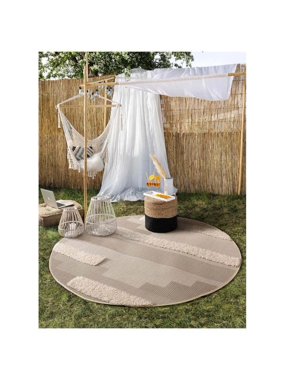 Benuta Tapis rond intérieur extérieur, poils en relief Carlo, Ø 160 cm (taille L)Seulement 1 produit disponible 4 Benuta Tapis rond intérieur extérieur, poils en relief Carlo, Ø 160 cm (taille L)Seulement 1 produit disponible – Image 2