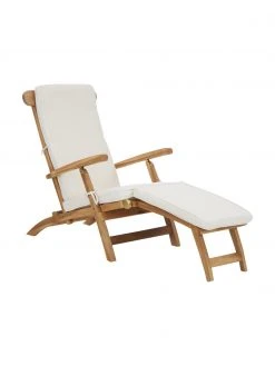 Transat en teck avec revêtement en coton Arrecife, larg. 150 x haut. 80 cm