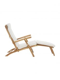 Transat en teck avec revêtement en coton Arrecife, larg. 150 x haut. 80 cm -Jardin Soldes Boutique Transat en teck avec revetement en coton Arrecife 4